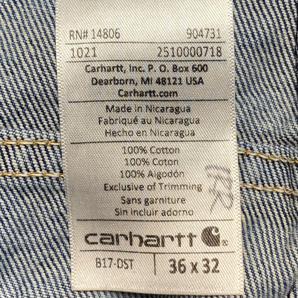 Carhartt B17-DST Relaxed Fit Tapered Leg Denim Jeans Dark Stone Blue Mens 36x32 - Picture 3 of 10
